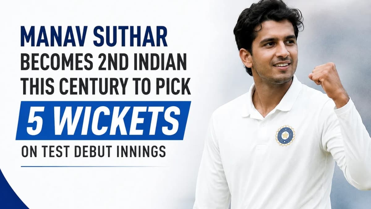 Manav Suthar Scripts History, Becomes 2nd Indian This Century to Take Five Wickets on Test Debut