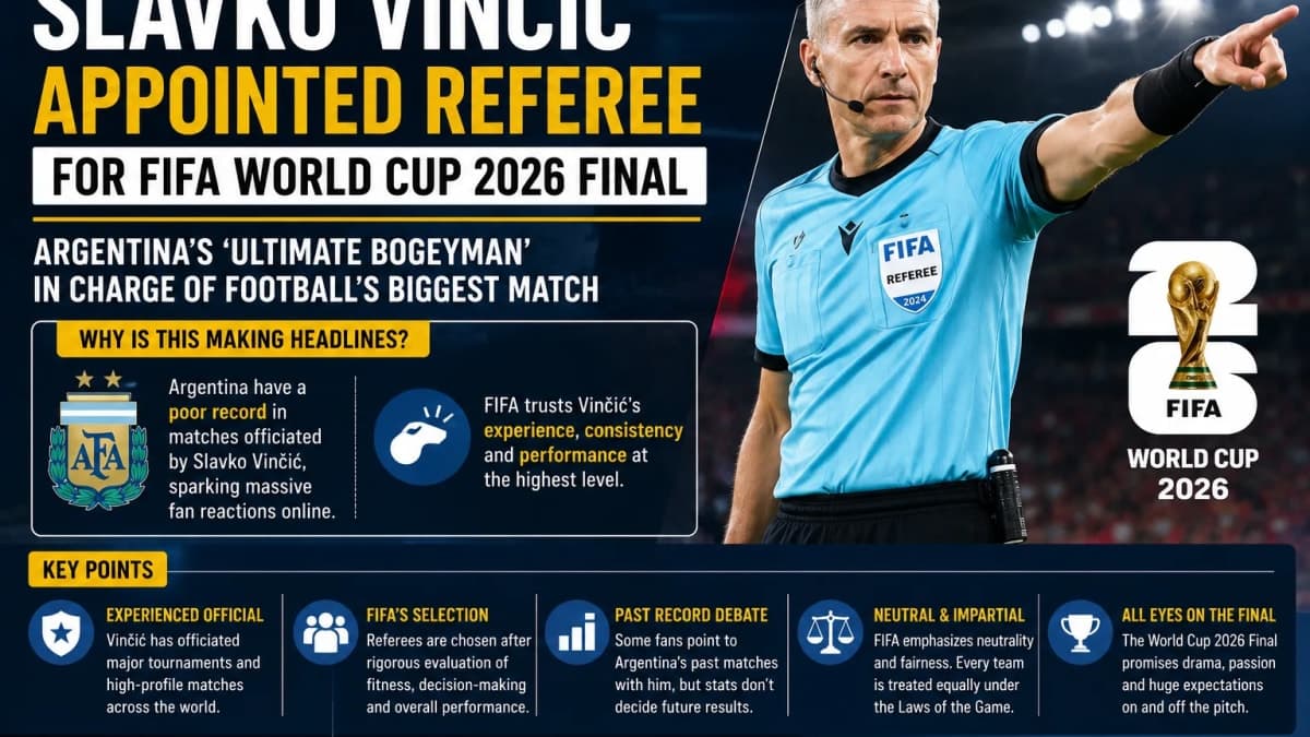 Slavko Vinčić Appointed Referee for FIFA World Cup 2026 Final as Fans Discuss Argentina Record