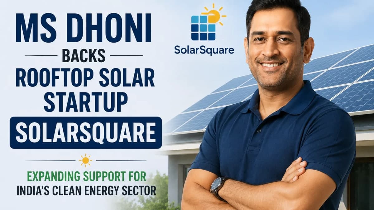 MS Dhoni Backs Rooftop Solar Startup SolarSquare, Expanding Support for India's Clean Energy Sector.