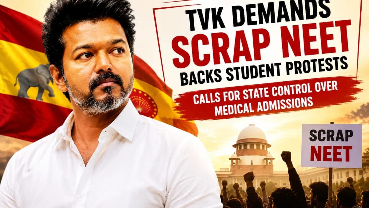 TVK Reiterates Demand to Scrap NEET, Backs Student Protests and Calls for State Control Over Medical Admissions