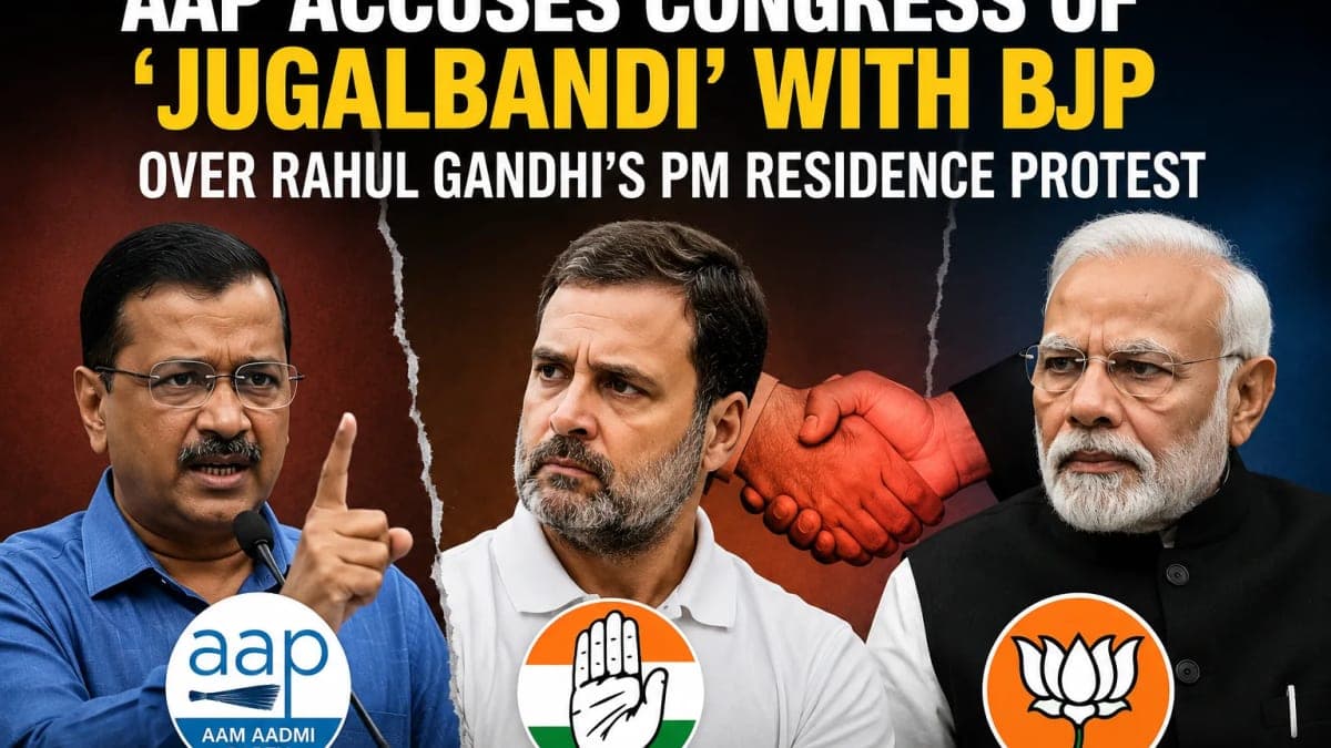 AAP Accuses Congress of ‘Jugalbandi’ With BJP Over Rahul Gandhi’s PM Residence Protest