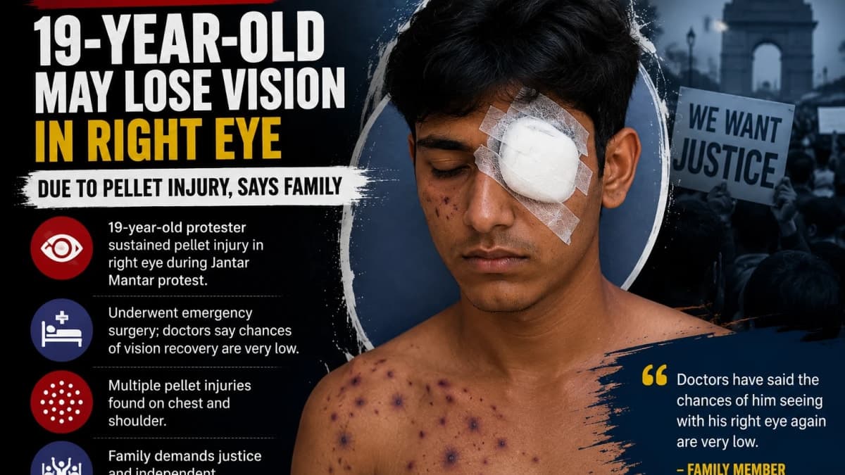 19-Year-Old Protester Faces Possible Vision Loss After Pellet Injury During Jantar Mantar March, Family Claims.