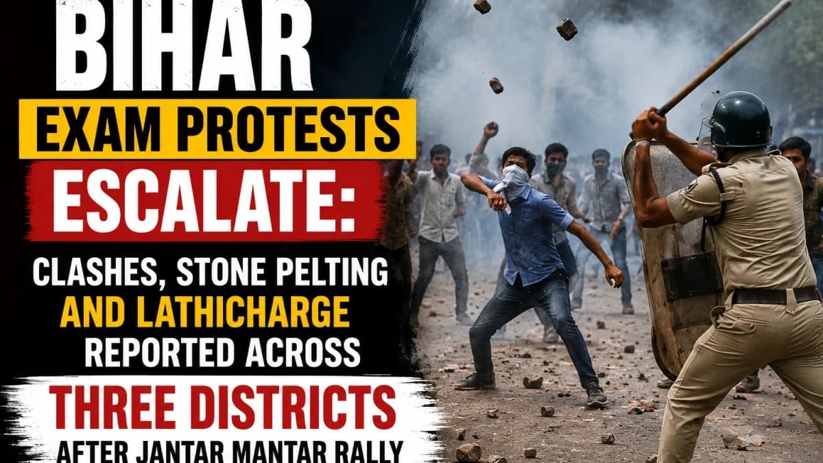 Bihar Exam Protests Escalate: Clashes, Stone Pelting and Lathicharge Reported Across Three Districts After Jantar Mantar Rally