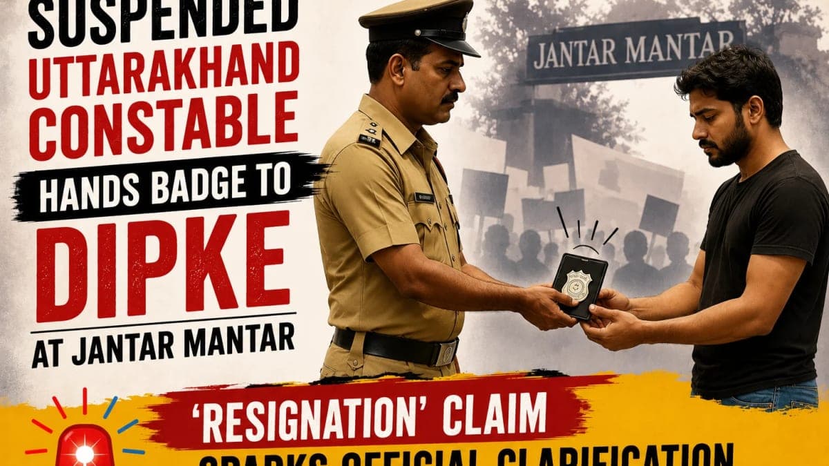 Suspended Uttarakhand Constable Hands Badge to Dipke at Jantar Mantar, ‘Resignation’ Claim Sparks Official Clarification