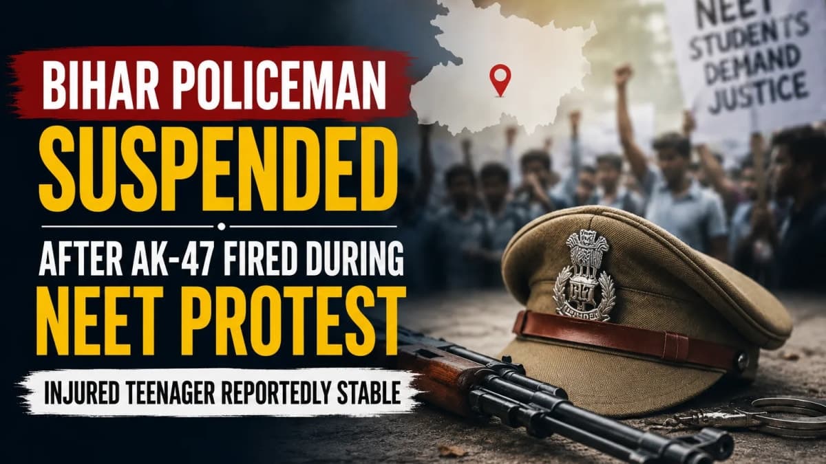 Bihar Policeman Suspended After AK-47 Firing During NEET Protest; Teenager Recovering After Neck Injury