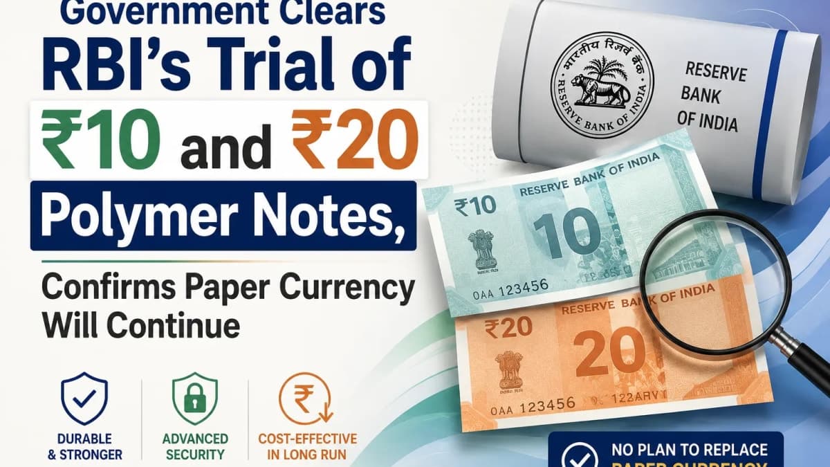 Government Clears RBI’s Trial of ₹10 and ₹20 Polymer Notes, Confirms Paper Currency Will Continue