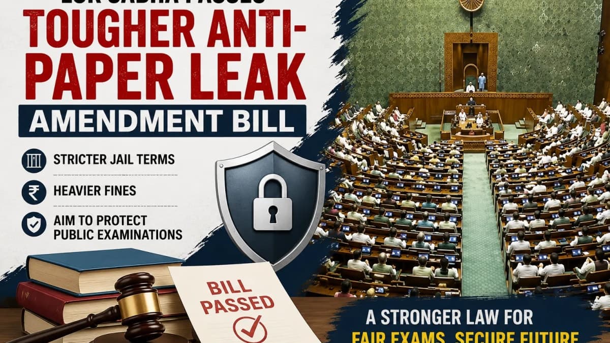 Lok Sabha Passes Tougher Anti-Paper Leak Amendment Bill: Stricter Jail Terms, Heavier Fines Aim to Protect Public Examinations