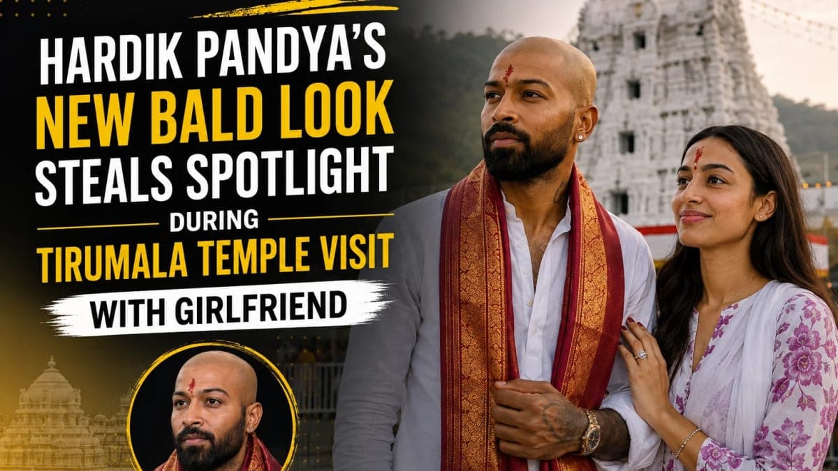 Hardik Pandya’s New Bald Look Steals Spotlight During Tirumala Temple Visit With Girlfriend