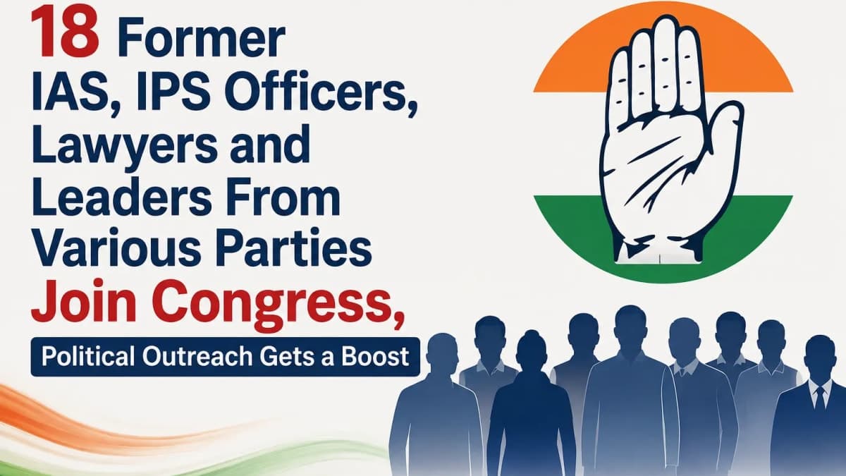 18 Former IAS, IPS Officers, Lawyers and Leaders From Various Parties Join Congress, Political Outreach Gets a Boost