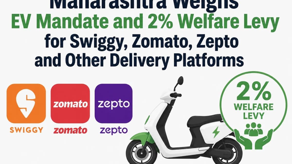Maharashtra Weighs EV Mandate and 2% Welfare Levy for Swiggy, Zomato, Zepto and Other Delivery Platforms