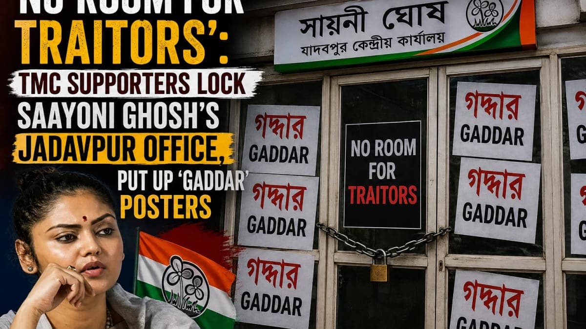 ‘No Room for Traitors’: TMC Supporters Lock Saayoni Ghosh’s Jadavpur Office, Put Up ‘Gaddar’ Posters