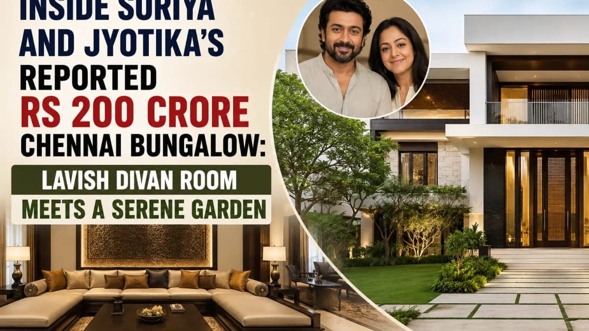 Inside Suriya and Jyotika’s Reported Rs 200 Crore Chennai Bungalow: Lavish Divan Room Meets a Serene Garden