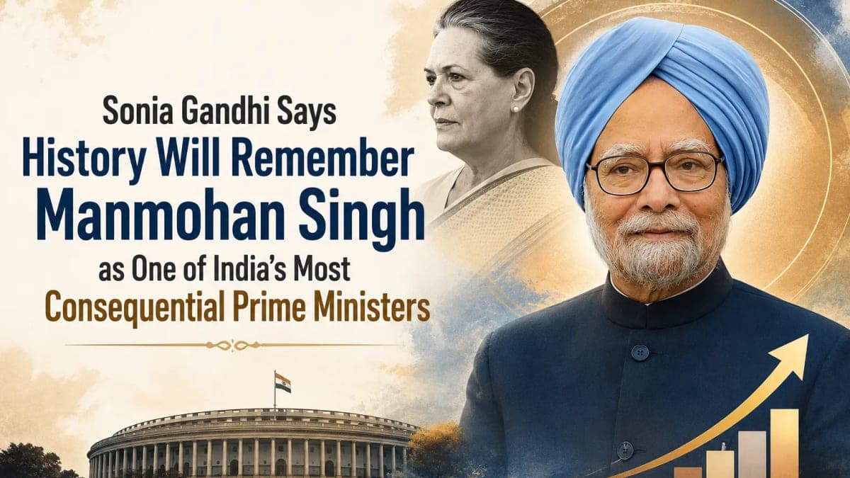 Sonia Gandhi Says History Will Remember Manmohan Singh as One of India’s Most Consequential Prime Ministers