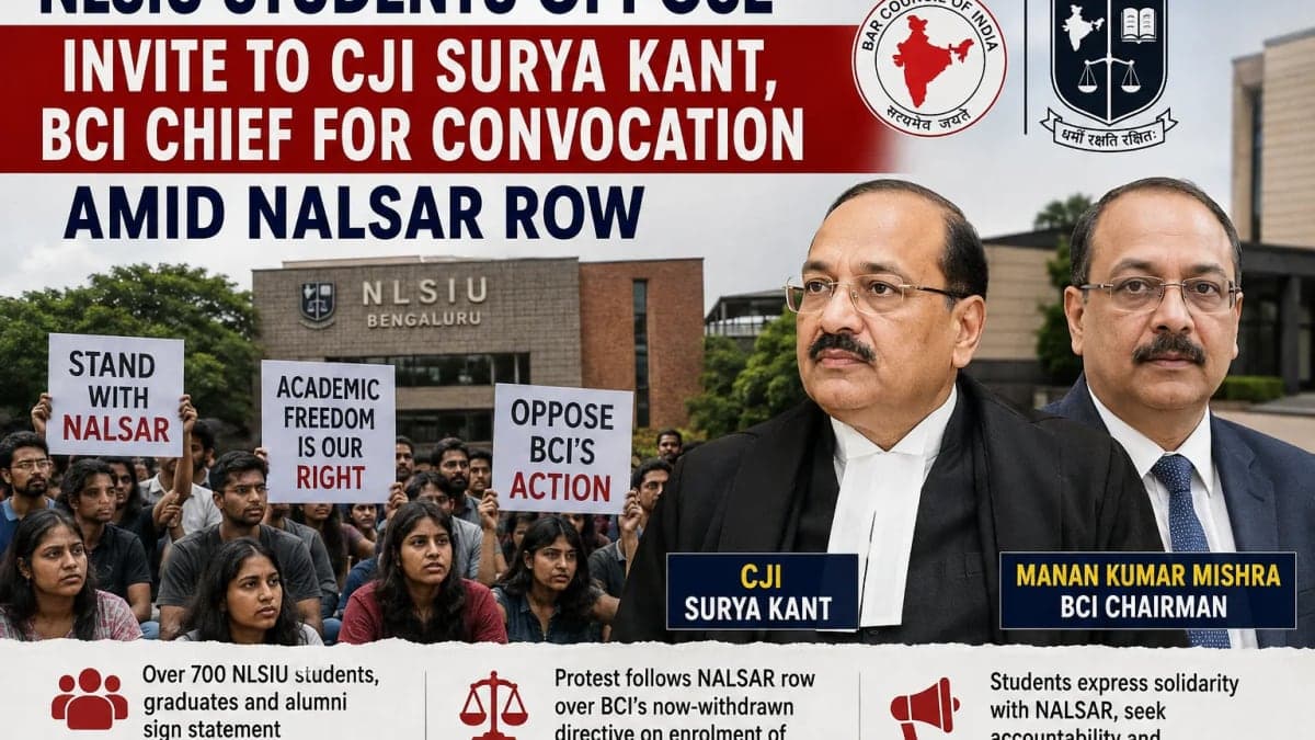 NLSIU Students, Alumni Oppose CJI Surya Kant and BCI Chief’s Convocation Attendance Amid NALSAR Row