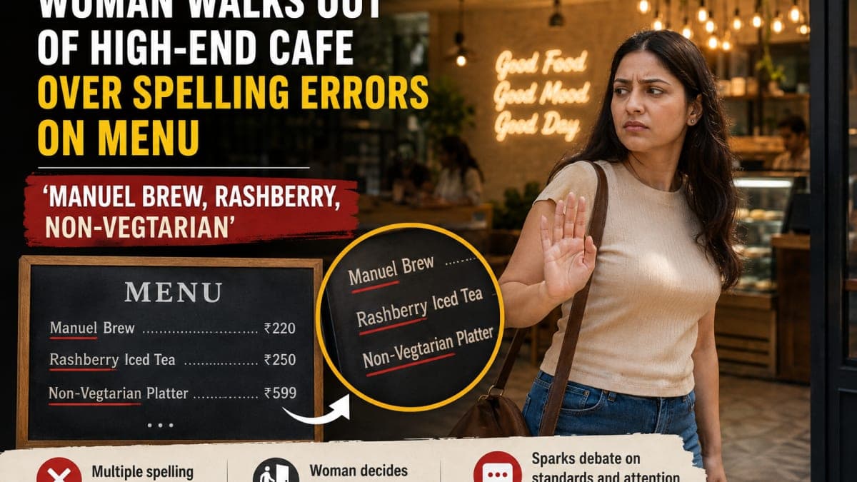 Woman Walks Out of High-End Cafe After Spotting ‘Manuel Brew’, ‘Rashberry’ and ‘Non-Vegtarian’ on Menu