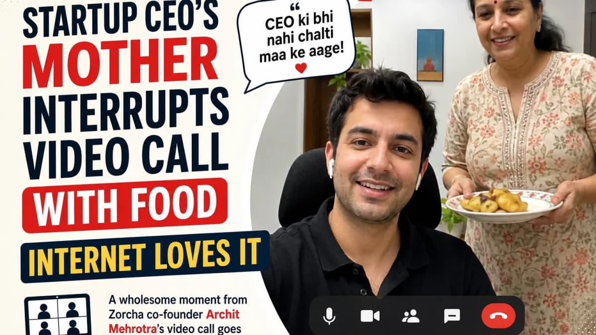 Startup CEO’s Mother Interrupts Video Call With Food, Viral Moment Wins the Internet