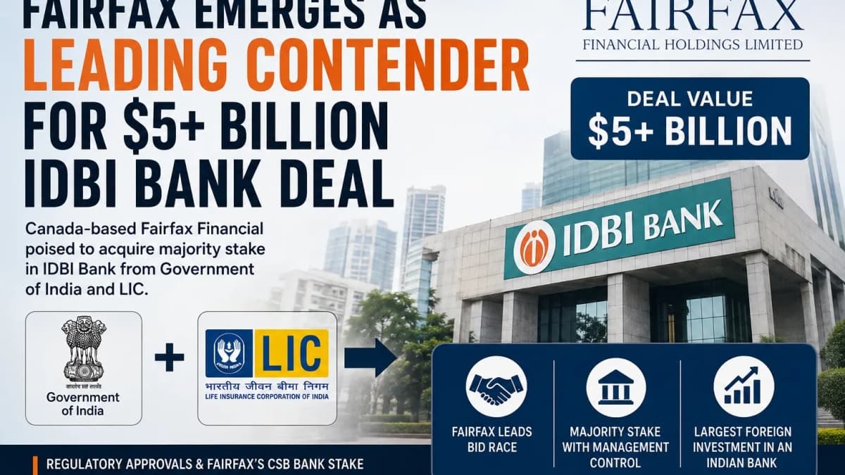 Fairfax Emerges as Leading Contender for $5+ Billion IDBI Bank Deal
