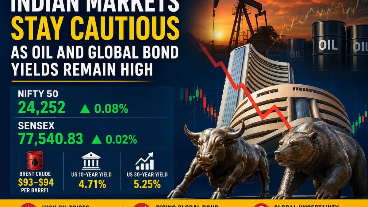Indian Markets Stay Cautious as High Oil Prices and Global Bond Yields Limit Risk Appetite