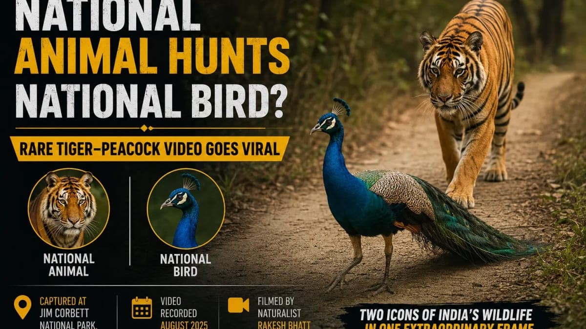 Rare Tiger–Peacock Video Goes Viral, Capturing India’s National Animal and Bird in One Frame