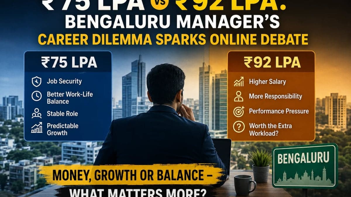₹75 LPA vs ₹92 LPA: Bengaluru Manager’s Career Dilemma Sparks Online Debate