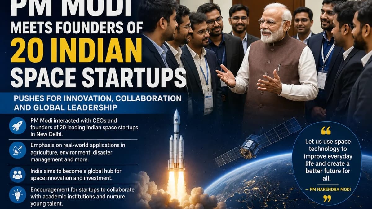 PM Modi Meets Founders of 20 Indian Space Startups, Calls for Wider Use of Space Technology