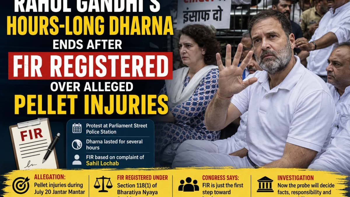 Rahul Gandhi’s Hours-Long Dharna Ends After Delhi Police Files FIR Over Alleged Pellet Injuries