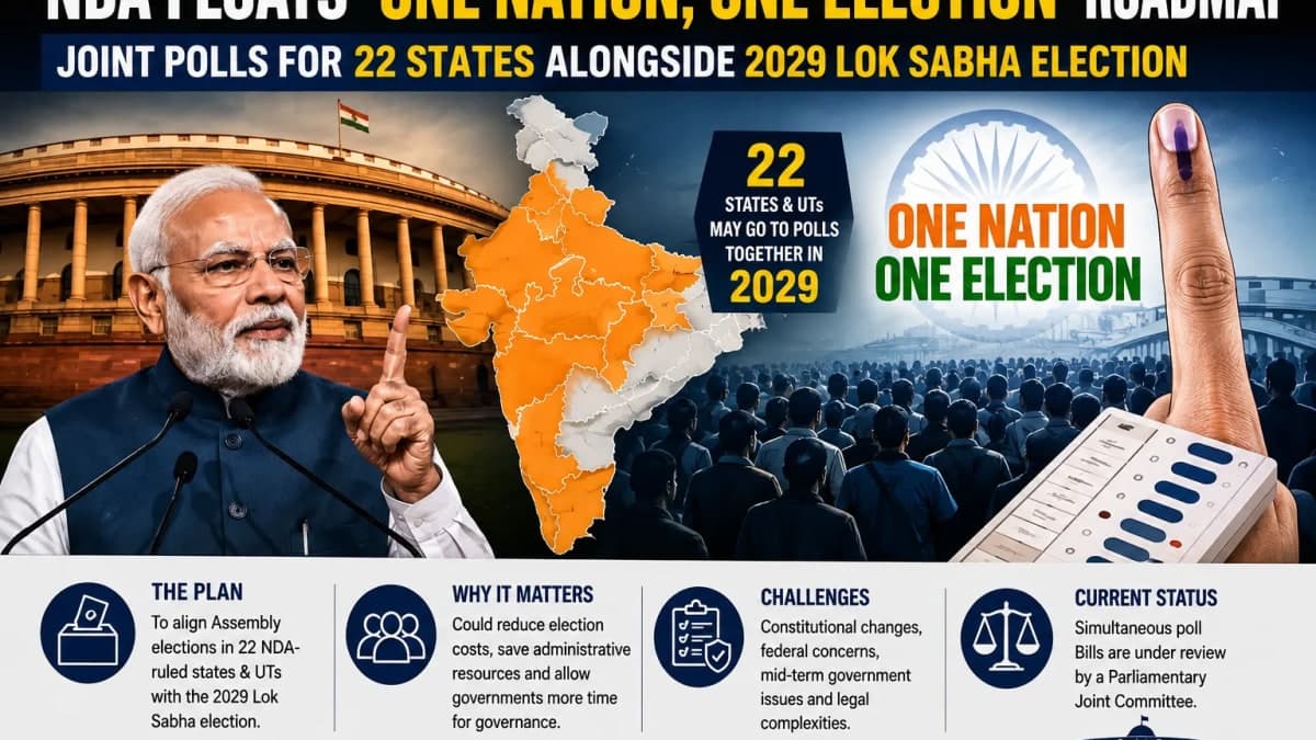 NDA Explores 2029 ‘One Nation, One Election’ Roadmap for 22 States and UTs