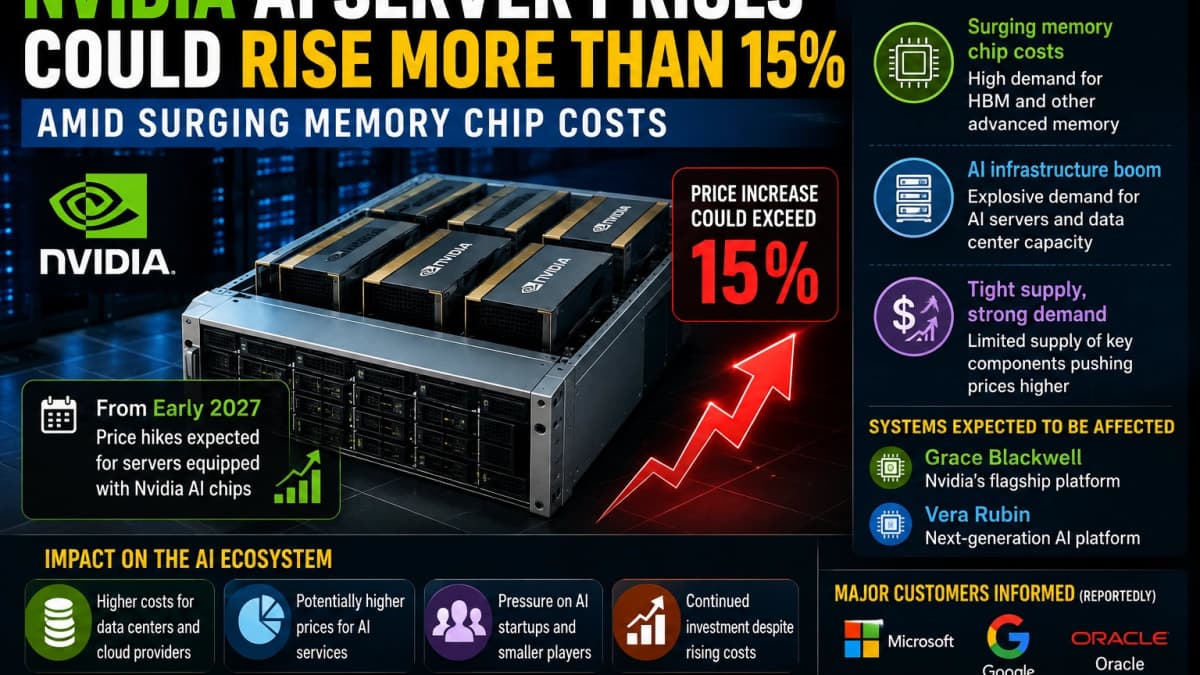 Nvidia AI Server Prices Could Rise More Than 15% as Memory Chip Costs Surge