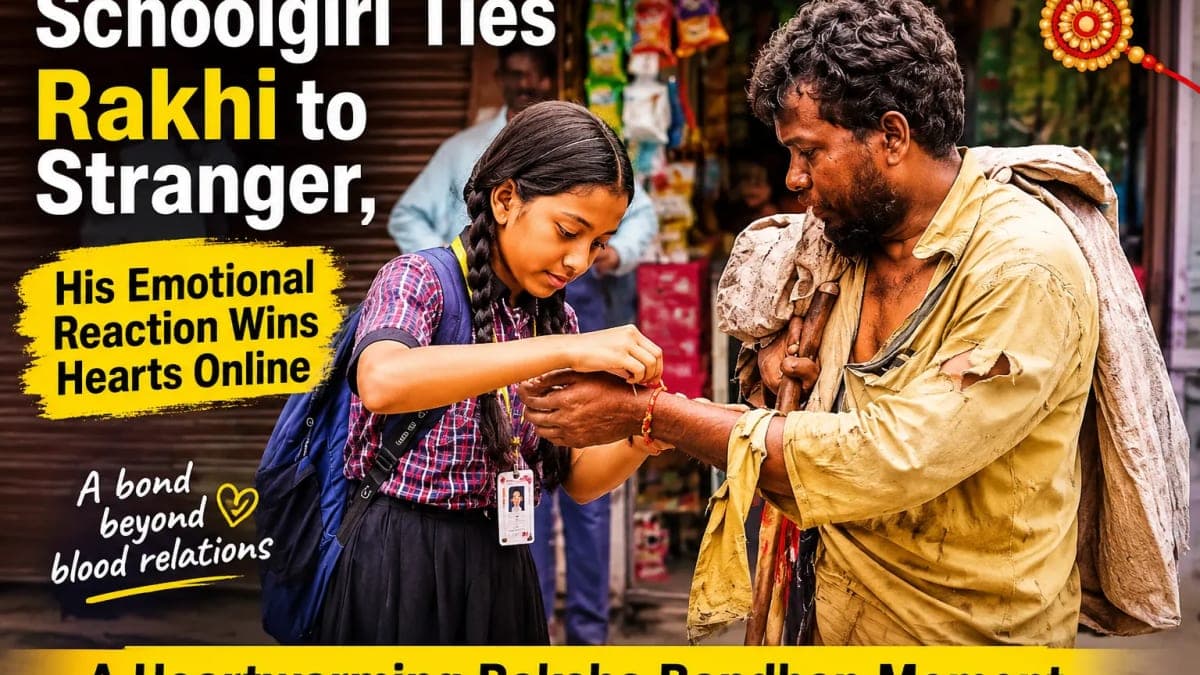 Schoolgirl Ties Rakhi to Stranger, His Emotional Gesture in Viral Video Wins Hearts