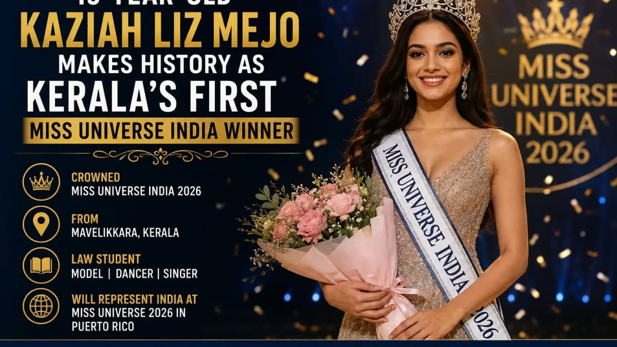 At Just 19, Kaziah Liz Mejo Makes History as Kerala’s First Miss Universe India Winner — Now the World Stage Awaits