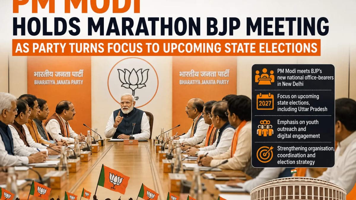 PM Modi’s Marathon BJP Meeting Signals Early Push for 2027 State Elections — Here’s What Was Discussed