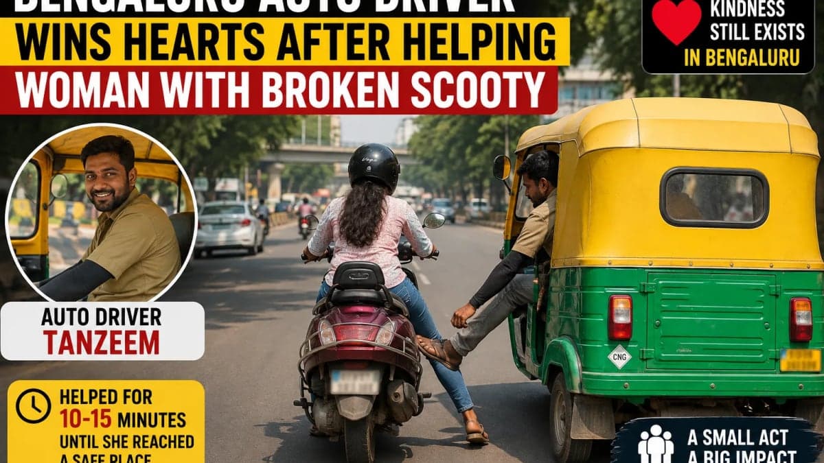 Bengaluru Auto Driver Wins Hearts After Helping Woman With Broken Scooty for 15 Minutes