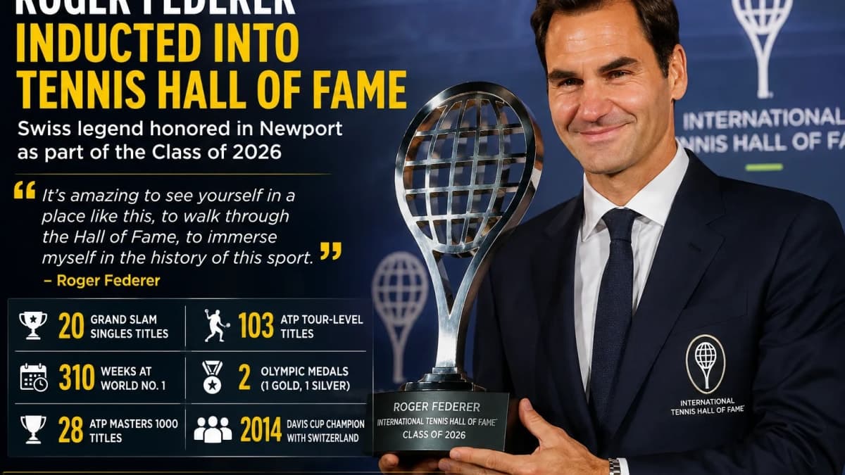 Roger Federer Inducted Into Tennis Hall of Fame, Delivers Emotional Speech in Newport