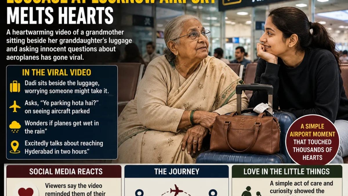 Grandmother Guards Granddaughter’s Luggage at Lucknow Airport, Her Innocent Questions Melt Hearts Online