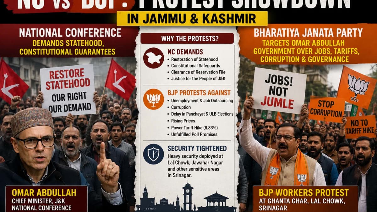 Omar Abdullah’s National Conference and BJP Face Off in J&K as Rival Protests Hit Srinagar