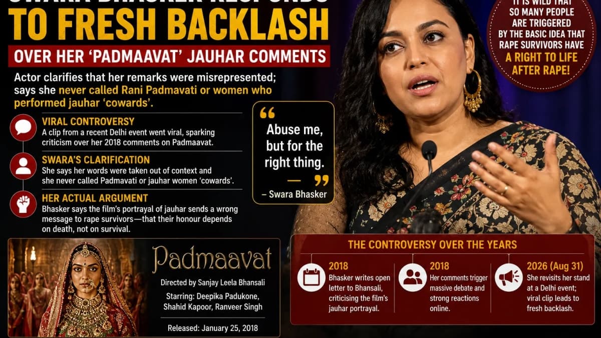 Swara Bhasker Breaks Silence on ‘Padmaavat’ Jauhar Backlash: ‘I Never Called Rani Padmavati a Coward’