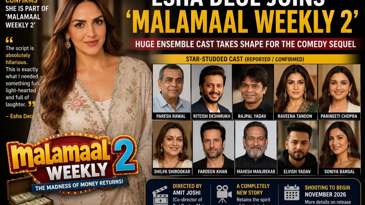 Esha Deol Joins ‘Malamaal Weekly 2’, Calls Script ‘Absolutely Hilarious’ as Massive Cast Takes Shape