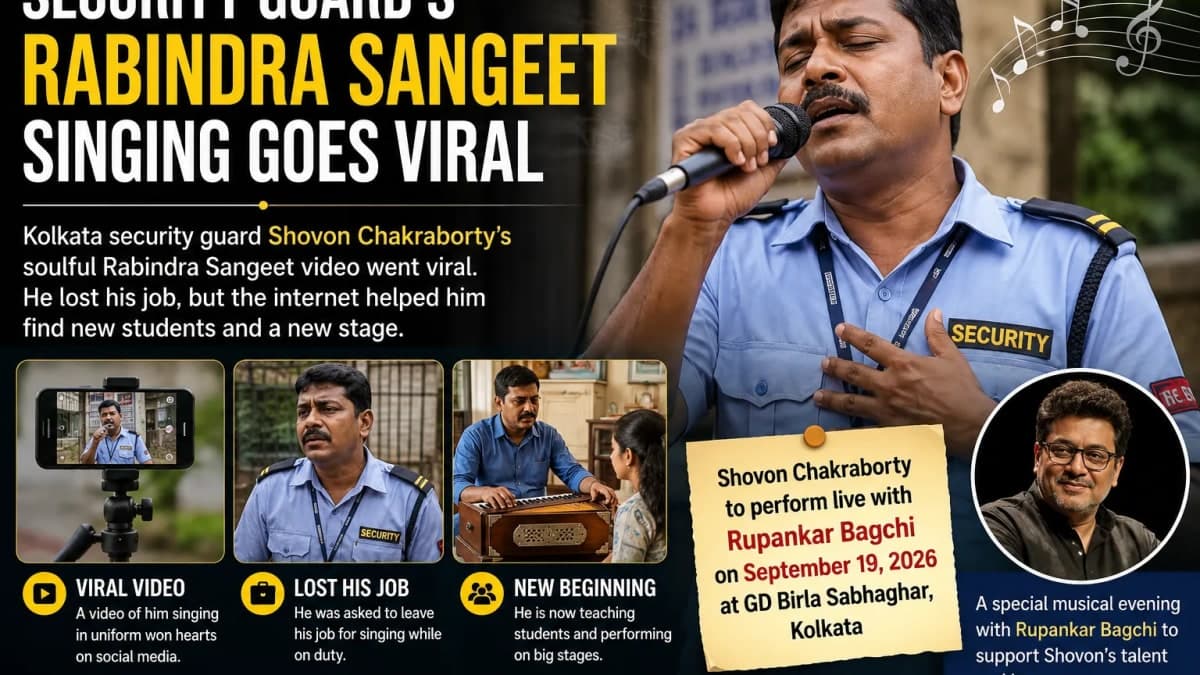 Kolkata Security Guard’s Rabindra Sangeet Goes Viral — The Story Behind Shovon Chakraborty’s Remarkable Voice