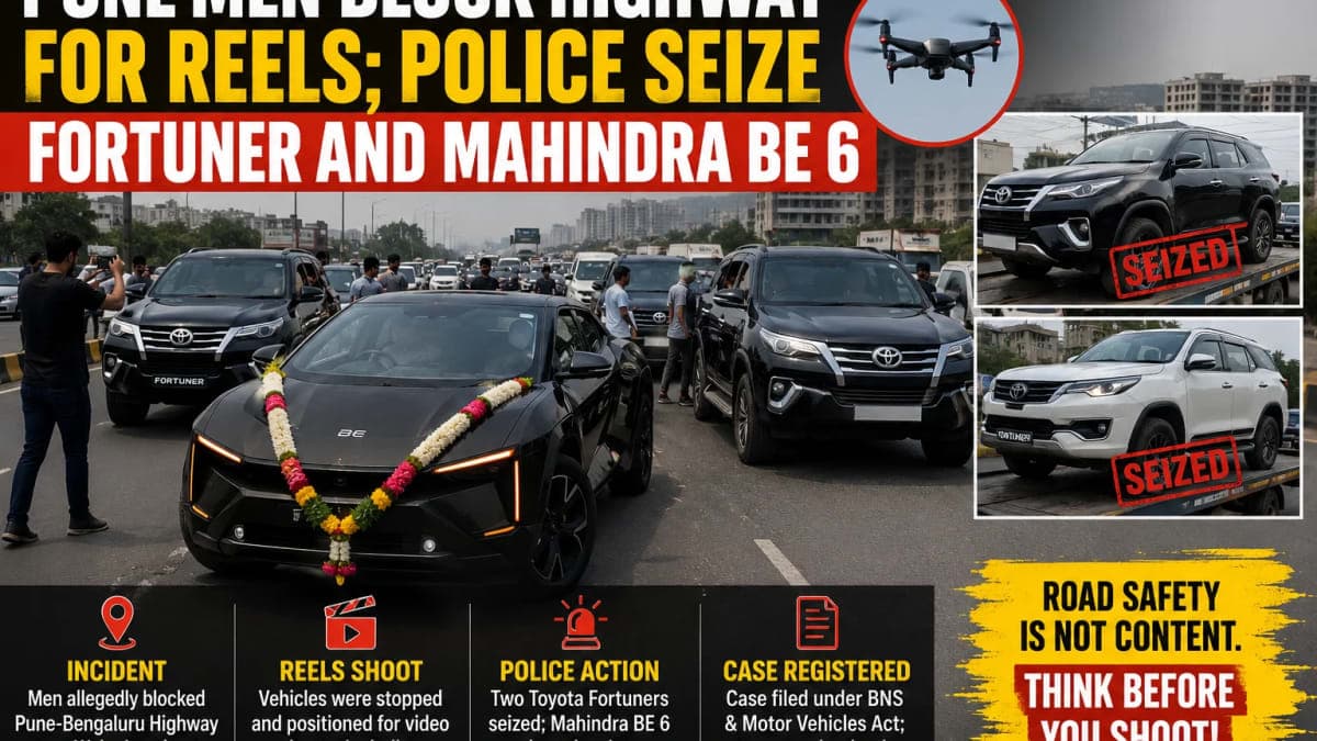 Pune Highway Reel Stunt Backfires: Police Seize Fortuners After Traffic Block, BE 6 Also Taken Into Custody