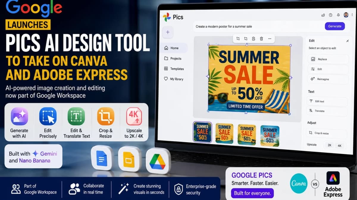 Google Launches ‘Pics’ AI Design Tool, Taking Aim at Canva and Adobe Express