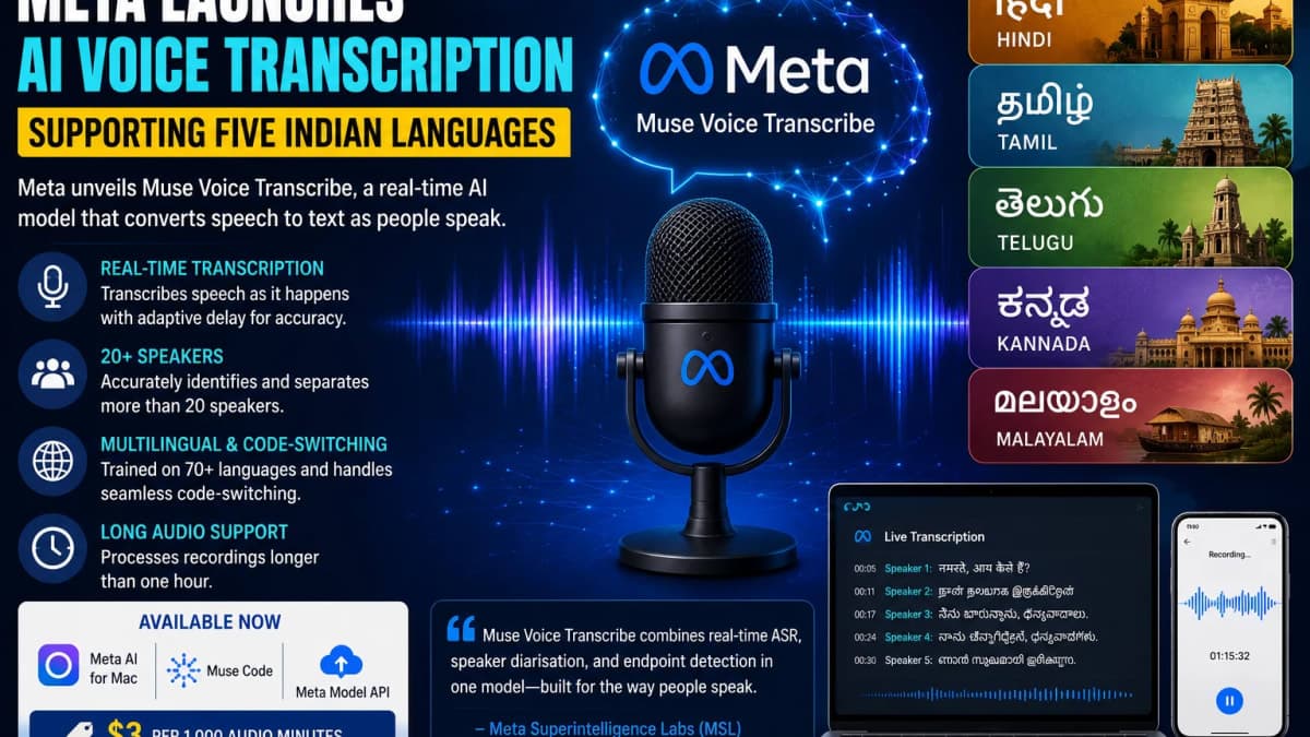 Meta Launches Muse Voice Transcribe for Hindi, Tamil, Telugu, Kannada and Malayalam
