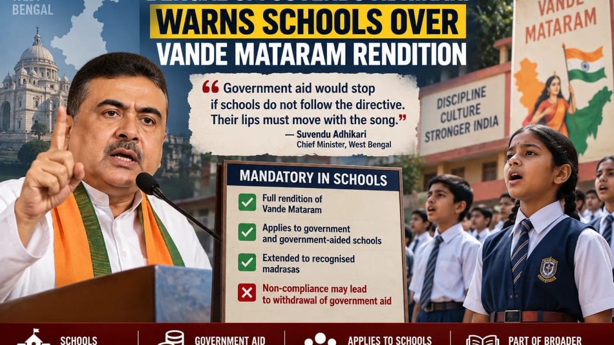 ‘Lips Must Move’: Bengal CM Suvendu Adhikari Warns Schools Over Vande Mataram Compliance