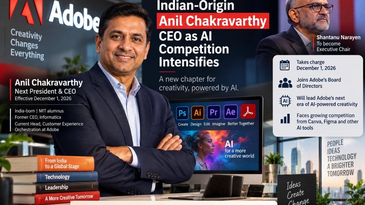 Adobe Names India-Born Anil Chakravarthy Next CEO as AI Battle With Canva, Figma Intensifies