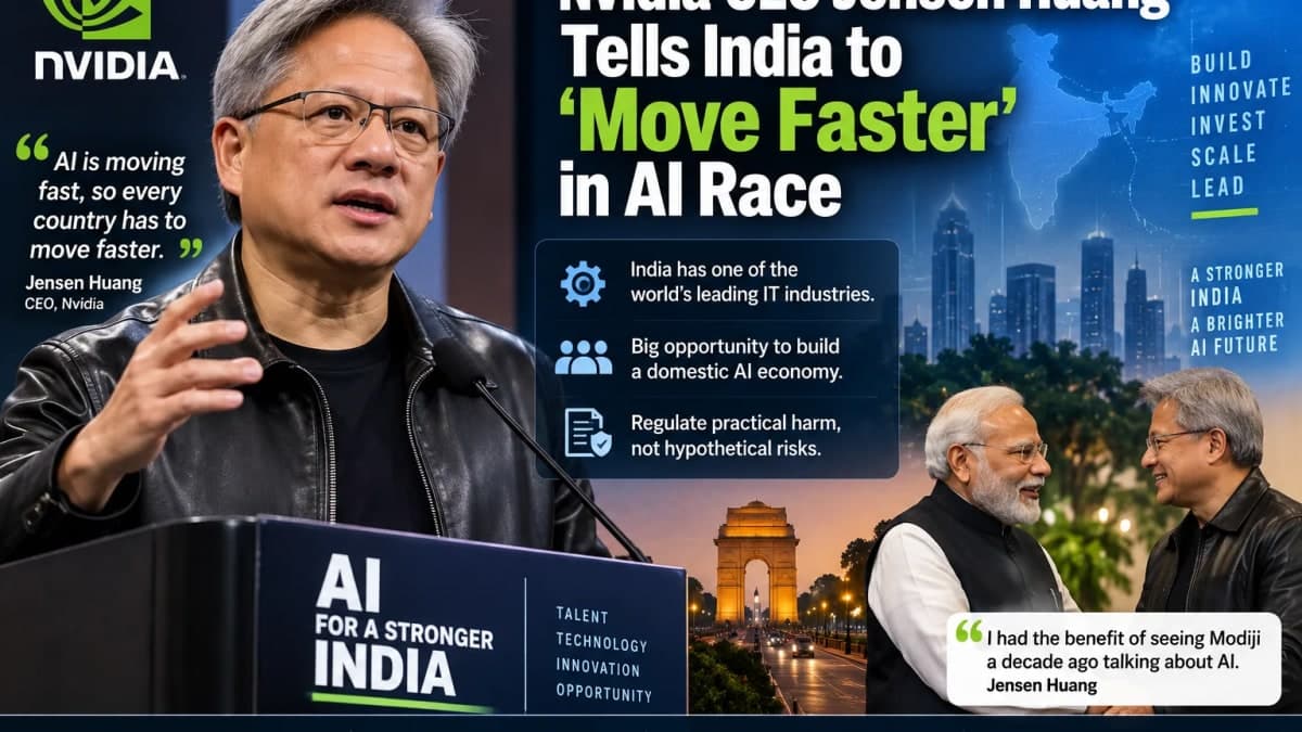 Nvidia CEO Jensen Huang Has a Clear AI Message for India: ‘Move Faster’