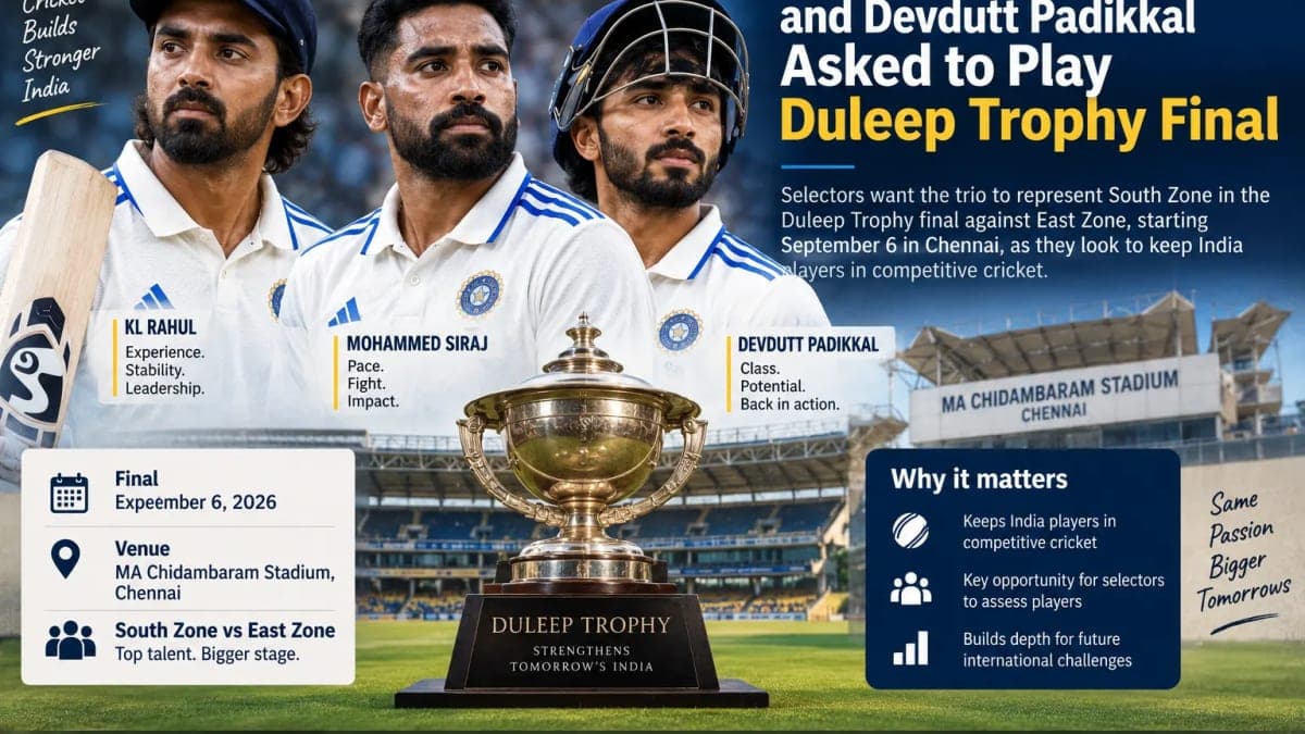 KL Rahul, Mohammed Siraj and Devdutt Padikkal Asked to Play Duleep Trophy Final