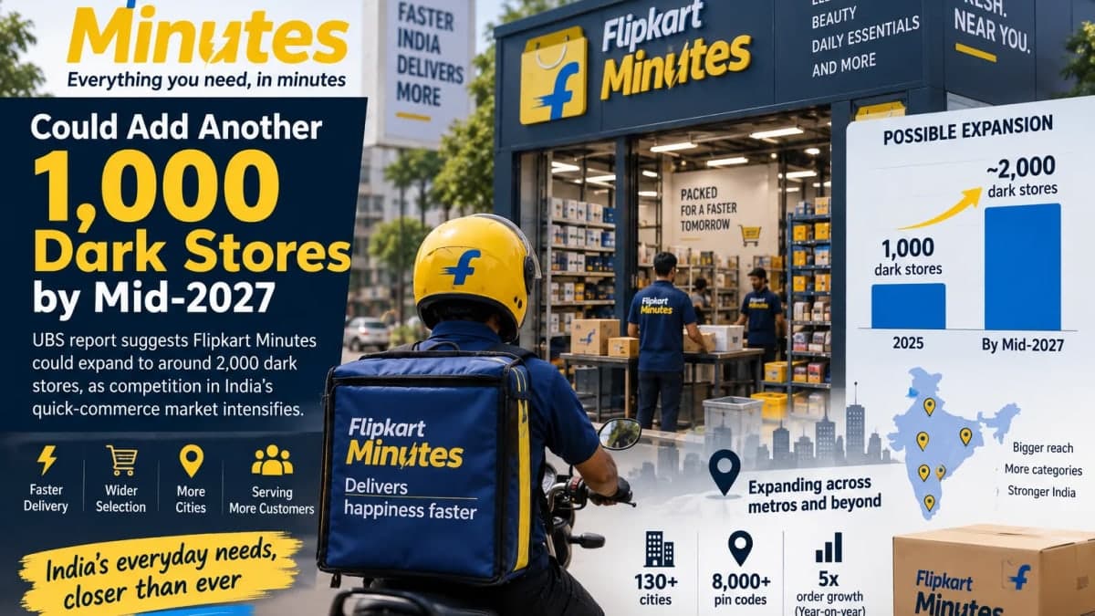 Flipkart Minutes Could Reach 2,000 Dark Stores by Mid-2027, UBS Report Says