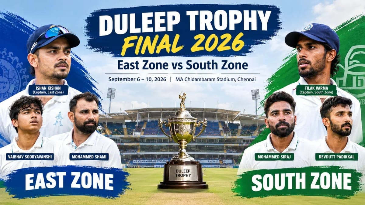 Duleep Trophy Final: East Zone Face South Zone in Chennai as Domestic Heavyweights Battle for 2026-27 Title