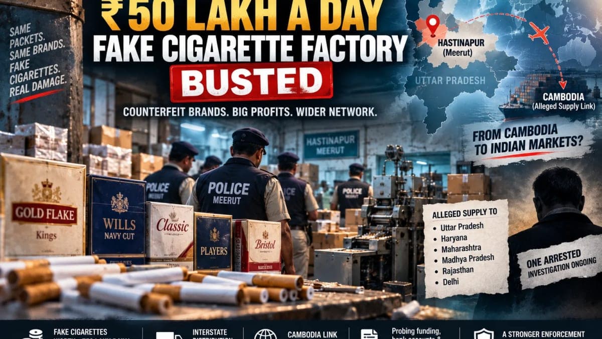 ₹50 LAKH-A-DAY FAKE CIGARETTE FACTORY BUSTED IN MEERUT