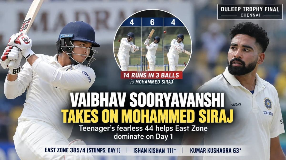 Vaibhav Sooryavanshi Takes On Mohammed Siraj in Duleep Trophy Final, Hits 4-6-4