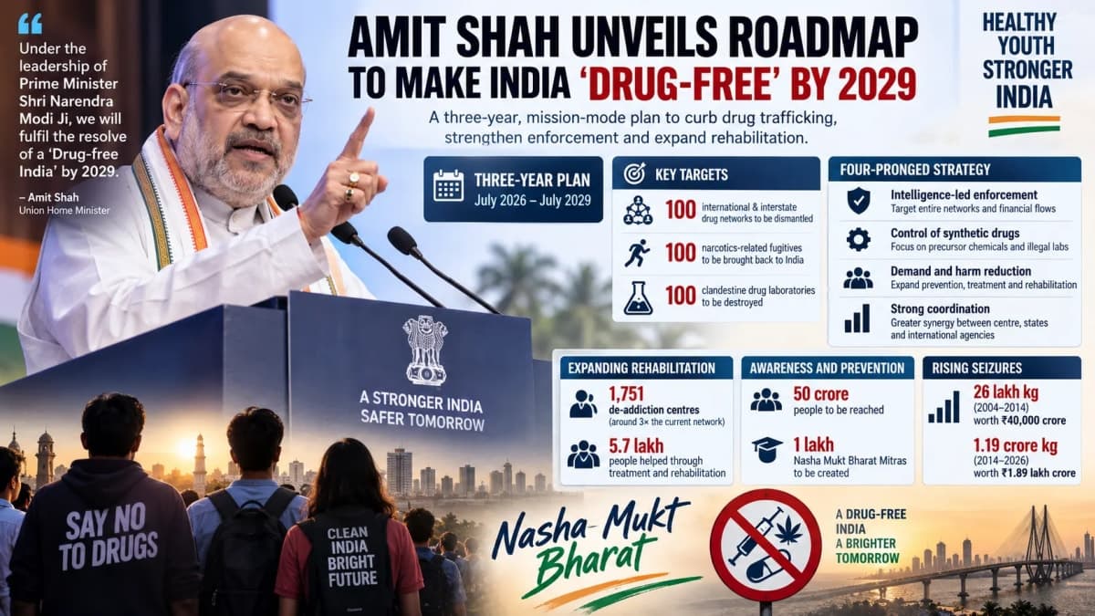 Amit Shah Sets 2029 ‘Drug-Free India’ Goal With New Three-Year Anti-Narcotics Plan